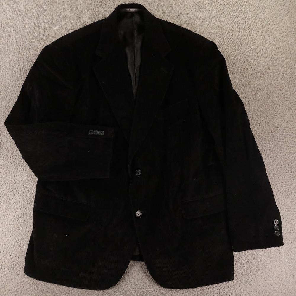 Croft & Barrow Jacket 44R L Black 100% Cotton Corduroy Blazer